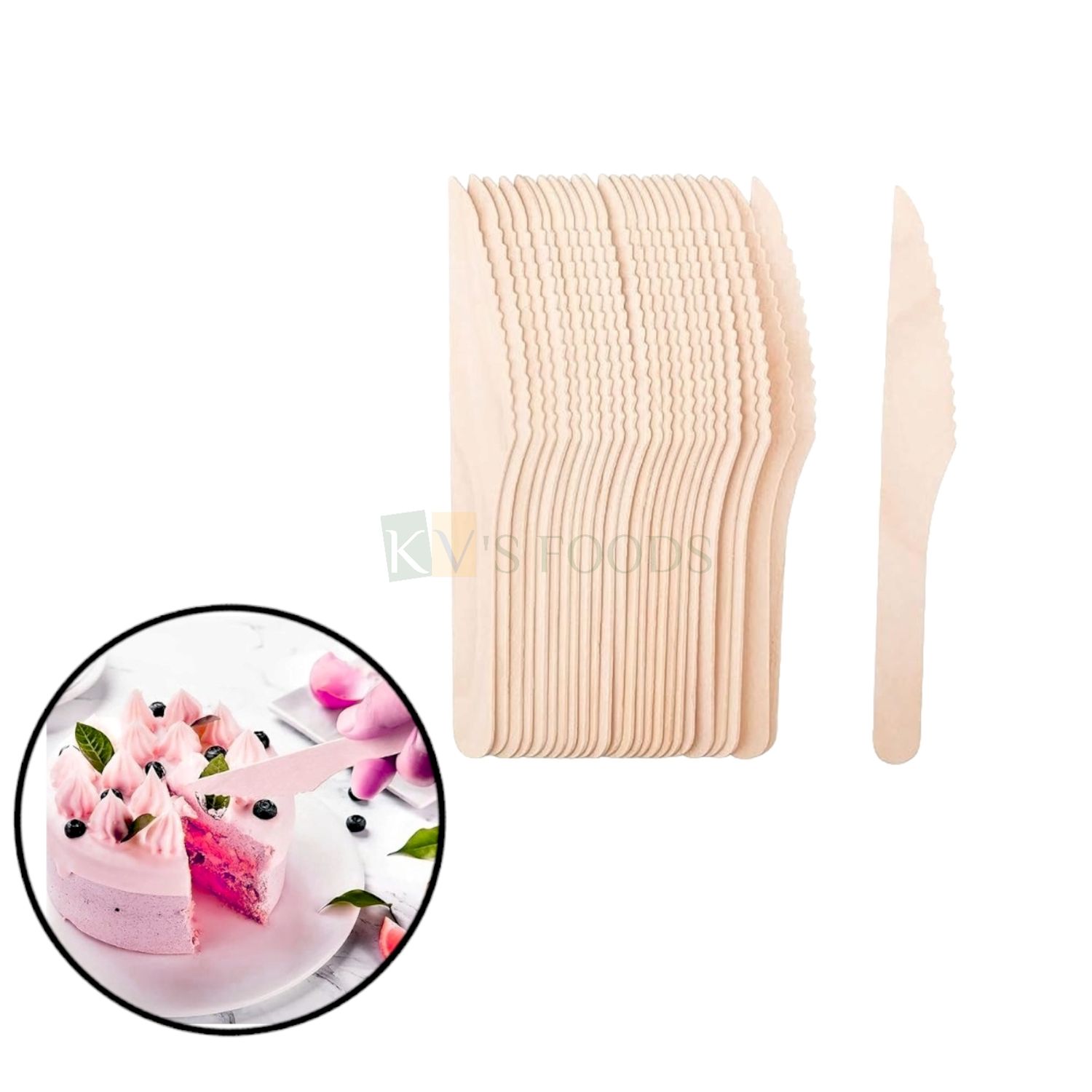 100 PCS Disposable Wooden Knives Set, Length 6.5 Inch, Bio-Degradable Eco-friendly Natural Wood Knife for Birthday, Wedding Anniversary, Engagement Cake Cutting Tool, Home use, Party Event Supplies