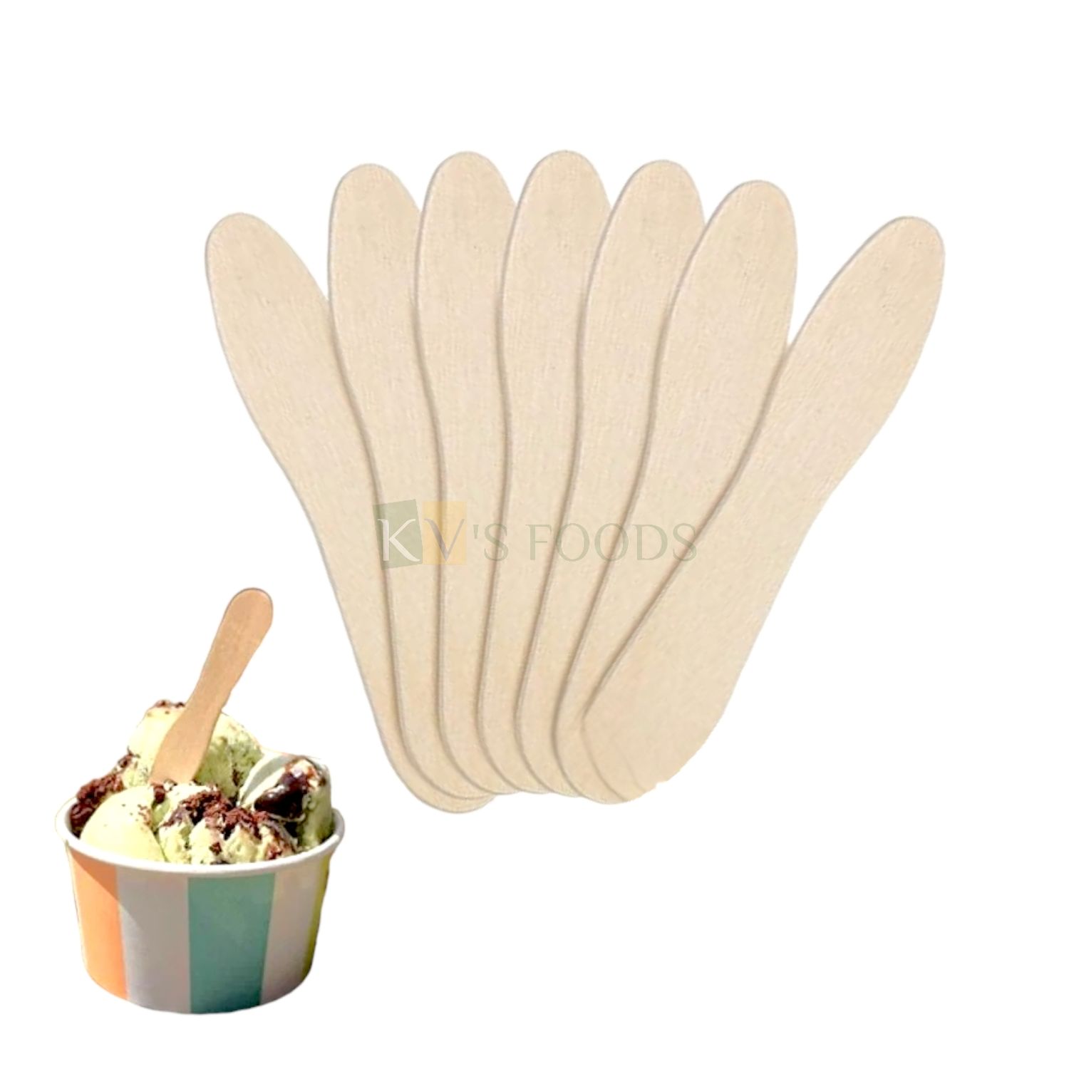 100 PCS Disposable Wooden Ice-cream Spoons Set, Length 2.9 Inch, Bio-Degradable Eco-friendly, Natural Wood Sticks for Desserts, Popsicle, Cakesicles, Food Party, Picnic, Weddings Multipurposes Spoons