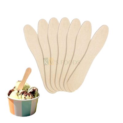 100 PCS Disposable Wooden Ice-cream Spoons Set, Length 2.9 Inch, Bio-Degradable Eco-friendly, Natural Wood Sticks for Desserts, Popsicle, Cakesicles, Food Party, Picnic, Weddings Multipurposes Spoons