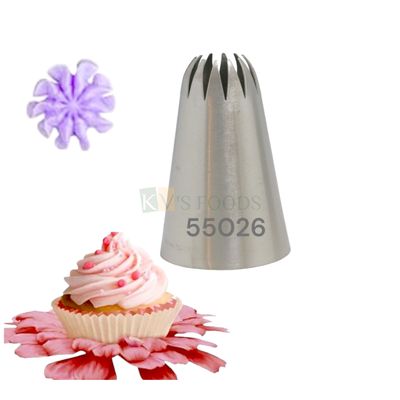 1 PC Stainless Steel Closed Star Icing Piping Cake Nozzle No 55026, Flowers Birthday Wedding Cake Decoration 10 Teeth Tip, Frosting, Whipping, Butter Cream, Pastry, Desserts, Cupcake, Kitchen Tools