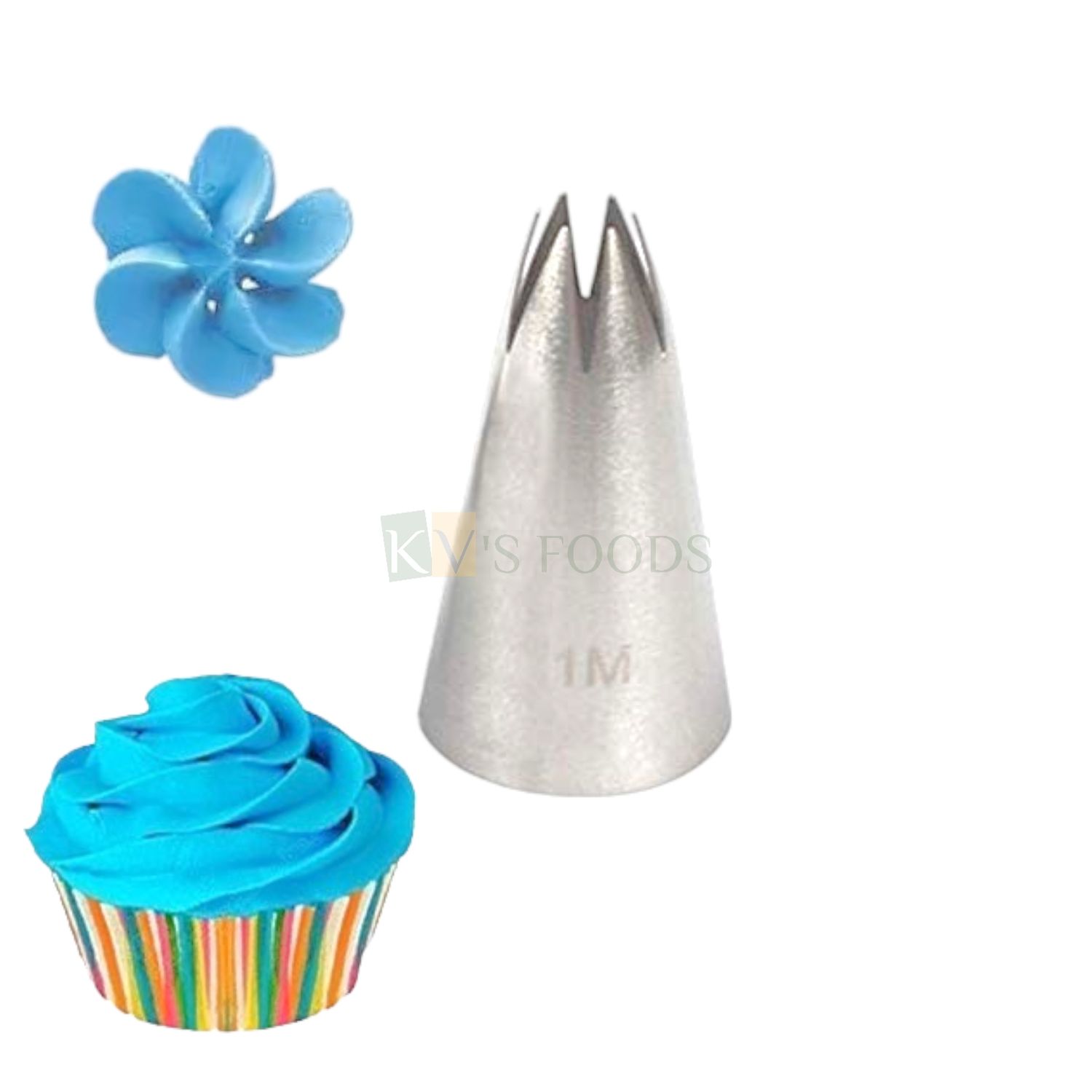 1 PC Stainless Steel Open Star Icing Piping Cake Nozzle No 1M, Flowers Birthday Wedding Cake Decoration 6 Teeth Tip, Frosting, Whipping, Butter Cream, Pastry, Desserts, Cupcake, Kitchen Tools
