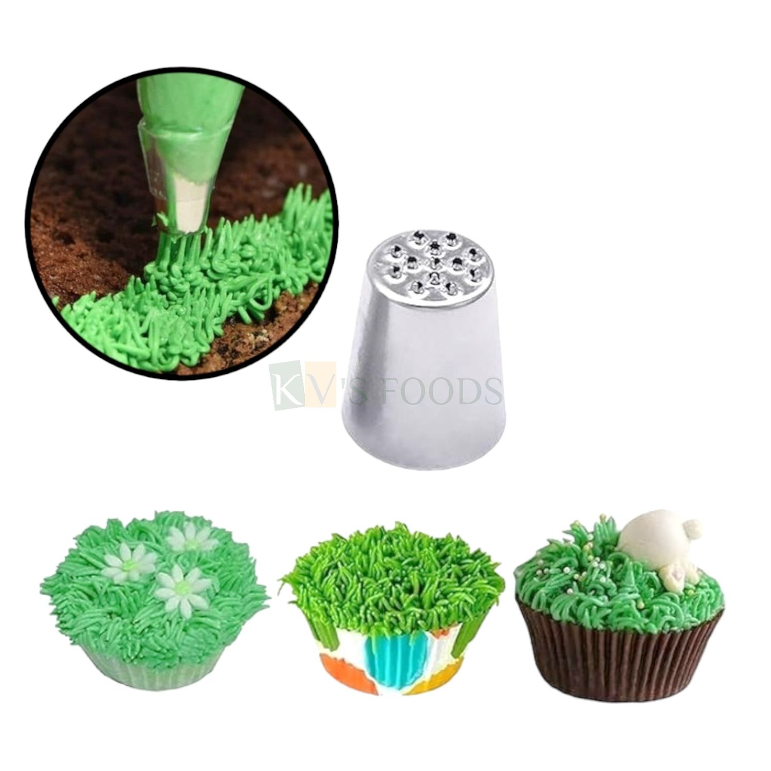 1 PC Stainless Steel Grass Icing Piping Cake Nozzle, For Making Garden Dog, Teddy Bear Theme, Birthday Cake Decoration Tip, Frosting, Whipping, Butter Cream, Pastry, Desserts, Cupcake, Kitchen Tools