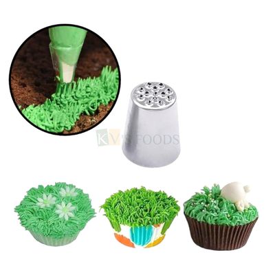 1 PC Stainless Steel Grass Icing Piping Cake Nozzle, For Making Garden Dog, Teddy Bear Theme, Birthday Cake Decoration Tip, Frosting, Whipping, Butter Cream, Pastry, Desserts, Cupcake, Kitchen Tools