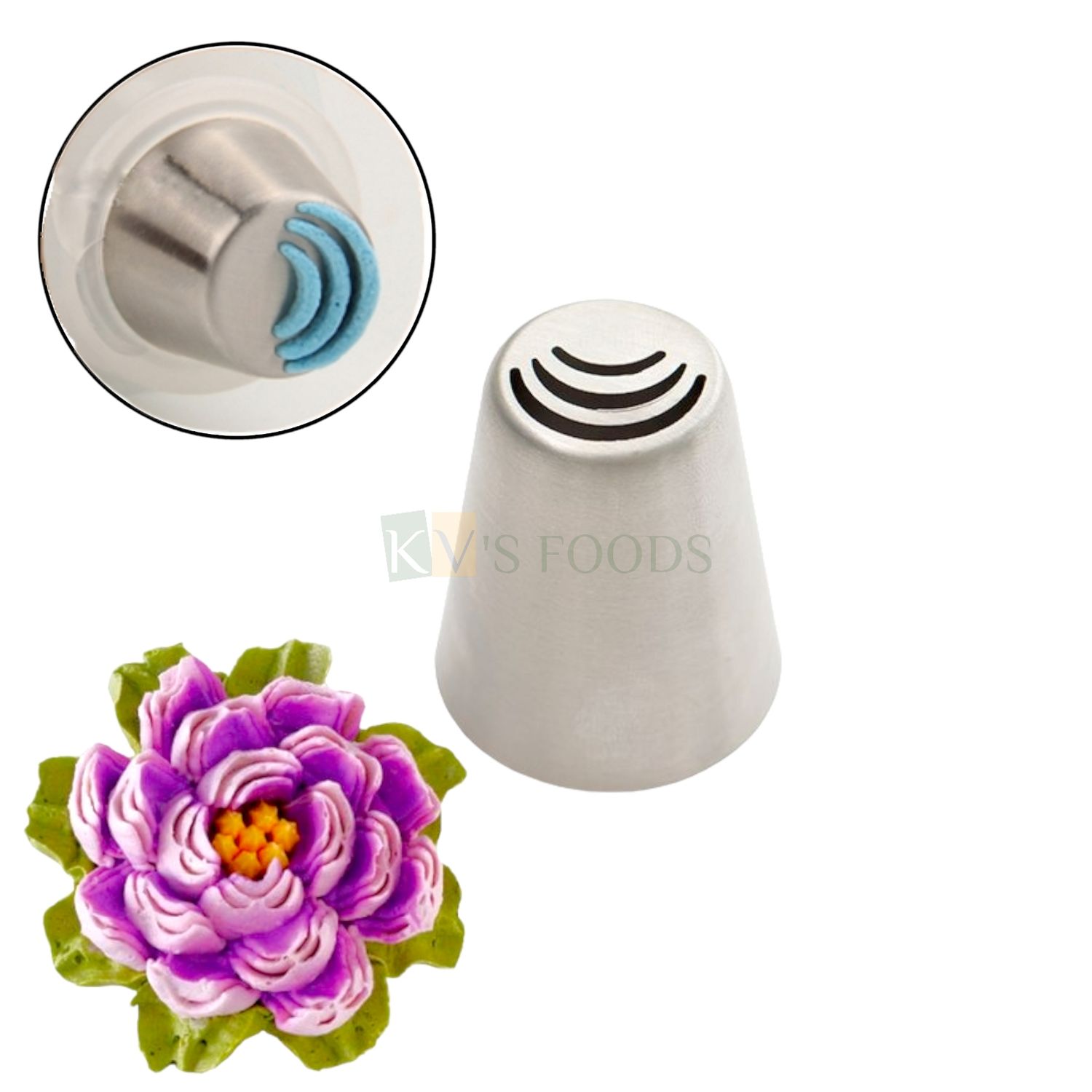 1 PC Stainless Steel Big Russian Flower 3 Petal Shape Icing Piping Cake Nozzle, For Frosting Whipping, Butter Cream, Pastry, Muffin, Cake Cupcake Desserts Muffins Decorations, Kitchen Tool
