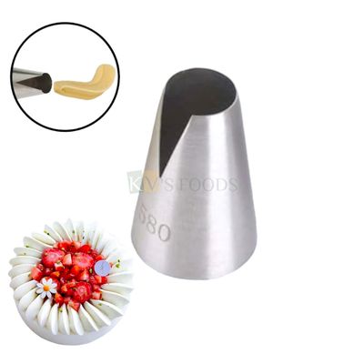 1 PC Stainless Steel Flower Petals Shape, Cake Border Icing Piping Cake Nozzle No. 580, For Frosting Whipping, Butter Cream, Pastry, Muffin, Cake Cupcake Desserts Muffins Decorations, Kitchen Tools