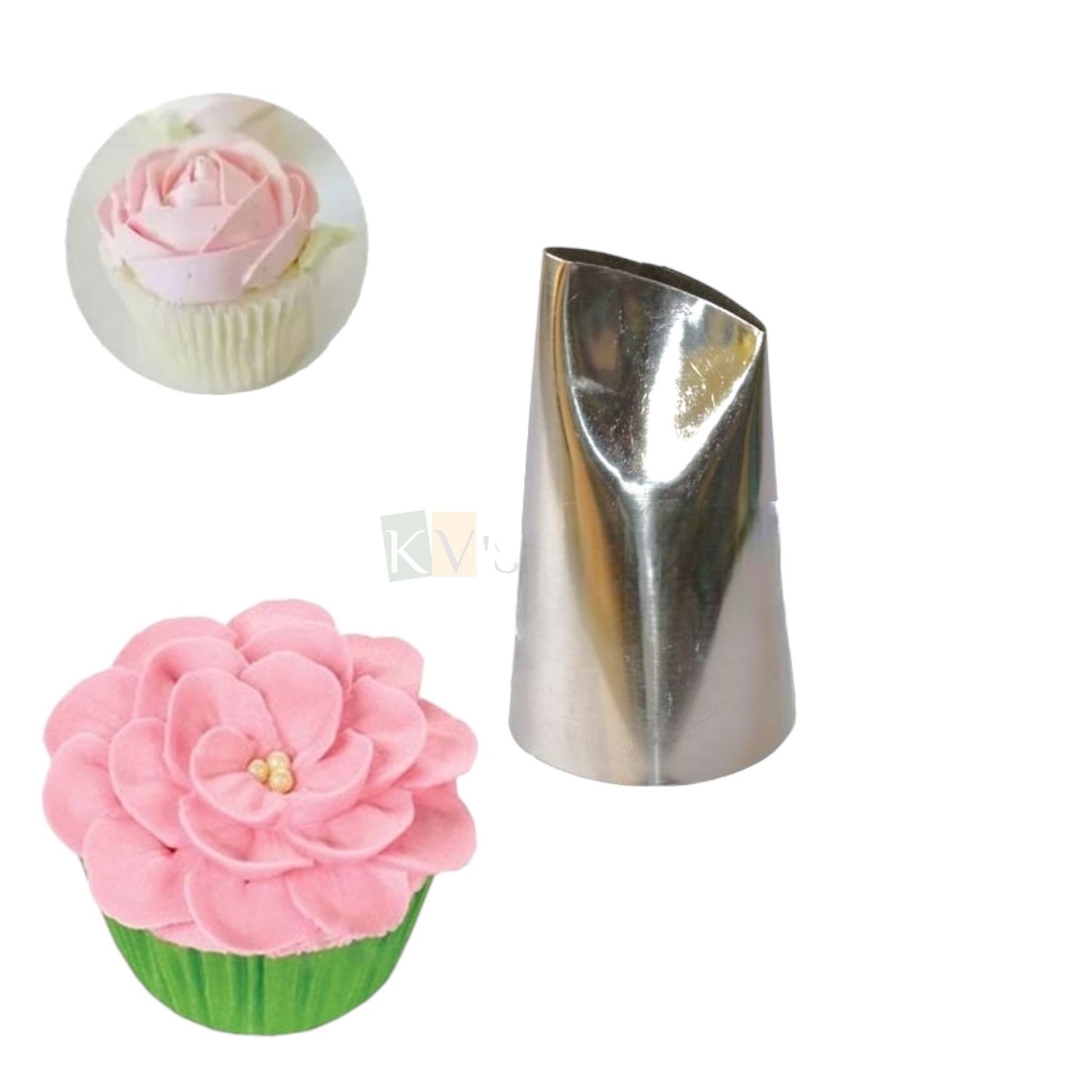 1 PC Stainless Steel Big Rose Petals Icing Piping Cake Nozzle No. R-18, Birthday Wedding Cake Decoration Tip for Frosting Whipping, Butter Cream, Pastry, Desserts Large Ruffle Frill Nozzle Cake Decor