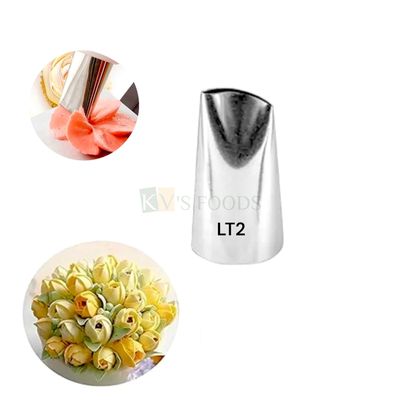 1 PC Medium Stainless Steel Chrysanthemum, Rose Sunflower Petal Icing Piping Cake Nozzle No. LT2, Wedding Cakes Decoration Tip for Frosting, Whipping, Butter Cream, Pastry, Ruffle Frill Nozzle Tip