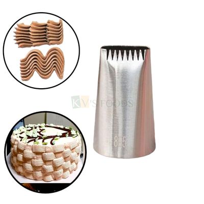 1 PC Stainless Steel Basket Weave Icing Piping Cake Nozzle No. 895, 6 Teeth, Birthday Wedding Cakes Decorations Tip for Frosting Whipping, Butter Cream, Pastry, Dessert Cupcake, Cookies Kitchen Tools