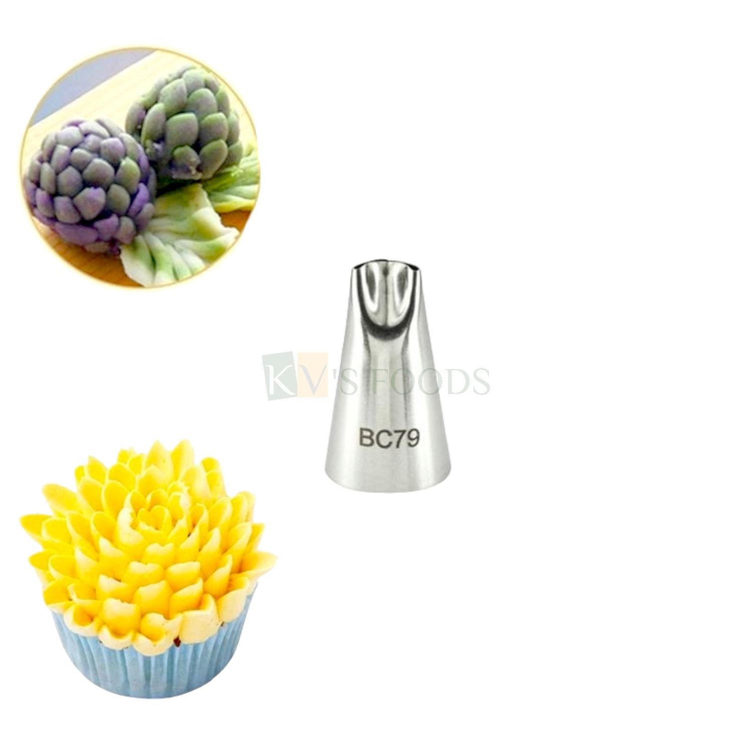 1 PC Mini Stainless Steel Chrysanthemum, Rose Sunflower Petal Icing Piping Cake Nozzle No. BC79, Wedding Cakes Decoration Tip for Frosting, Whipping, Butter Cream, Pastry, Ruffle Frill Nozzle Tip
