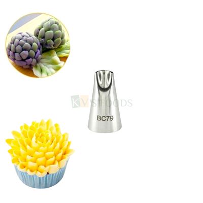 1 PC Mini Stainless Steel Chrysanthemum, Rose Sunflower Petal Icing Piping Cake Nozzle No. BC79, Wedding Cakes Decoration Tip for Frosting, Whipping, Butter Cream, Pastry, Ruffle Frill Nozzle Tip