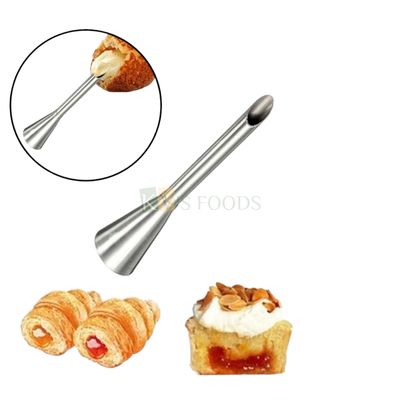 1 PC Stainless Steel 3 Inch Cream Filling Icing Piping Cupcake Nozzle Tip, Used for Frosting Whipping, Butter Cream, Pastry, Desserts, Jam Filling, Puff Pipe, Cream Injection, Decoration Piping Tools