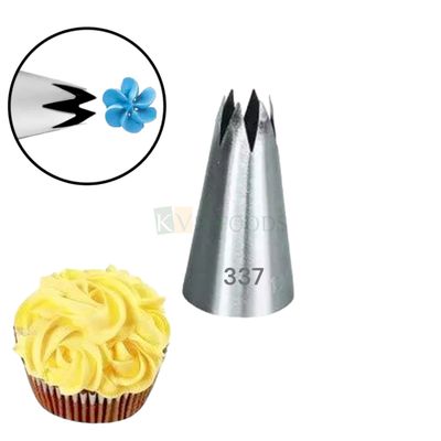 1 PC Stainless Steel Open Star Icing Piping Cake Nozzle No 337, Flowers Birthday Wedding Cake Decoration 6 Teeth Tip, Frosting, Whipping, Butter Cream, Pastry, Desserts, Cupcake, Kitchen Tools