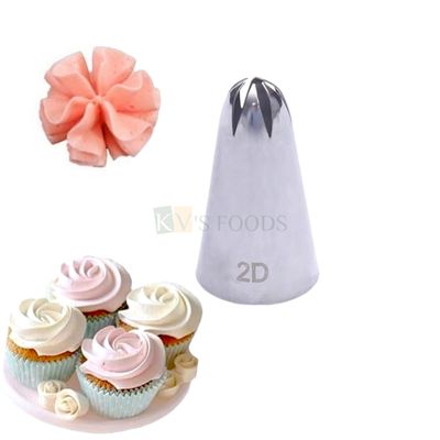 1 PC Stainless Steel Closed Star Icing Piping Cake Nozzle No 2D, Flowers Birthday Wedding Cake Decoration 6 Teeth Tip, Frosting, Whipping, Butter Cream, Pastry, Desserts, Cupcake, Kitchen Tools