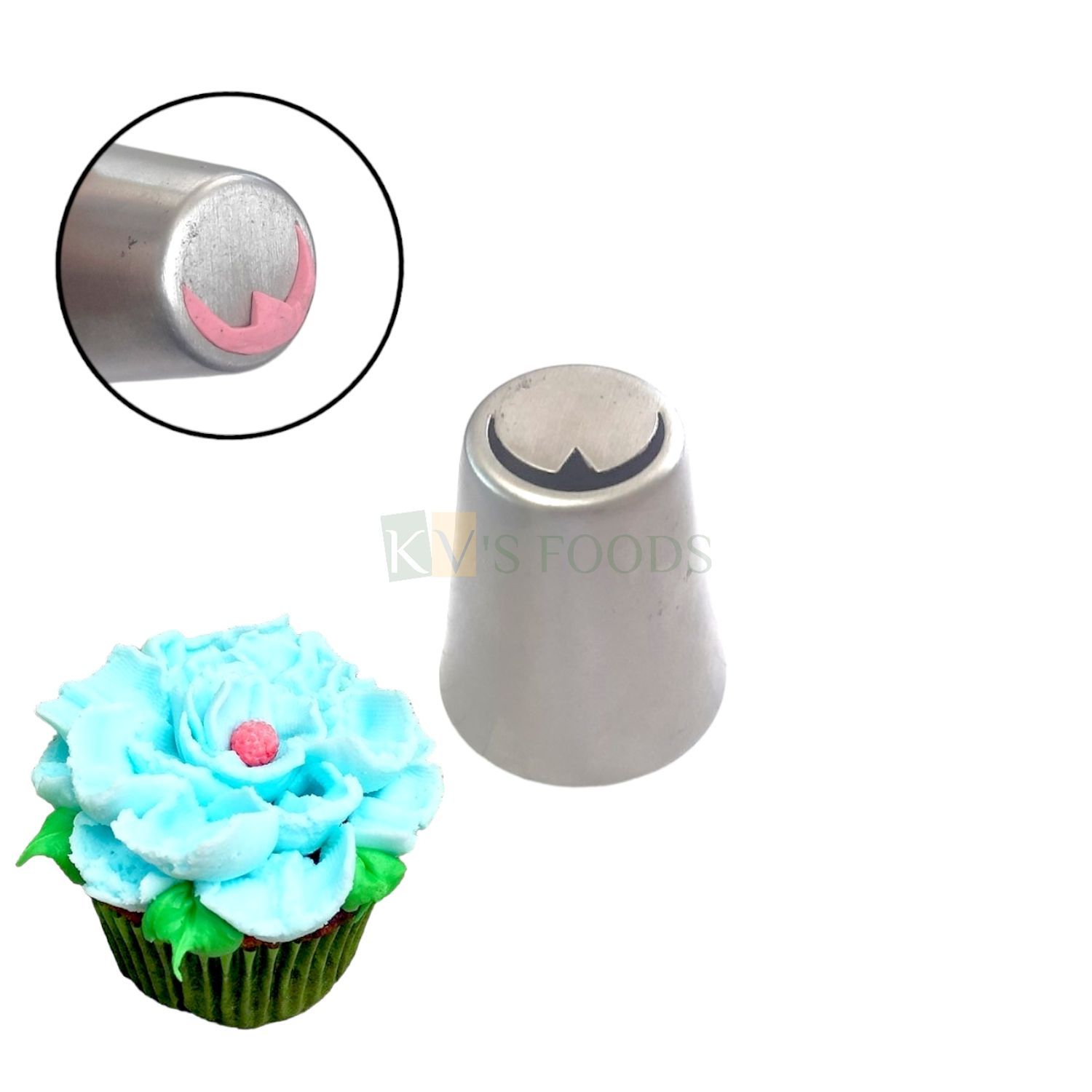 1 PC Stainless Steel Big Russian Lily Flower Petals Centre Vein Leaf Shape Icing Piping Cake Nozzle, For Frosting Whipping, Butter Cream, Pastry Cake Cupcake Desserts Decorations, Kitchen Tool