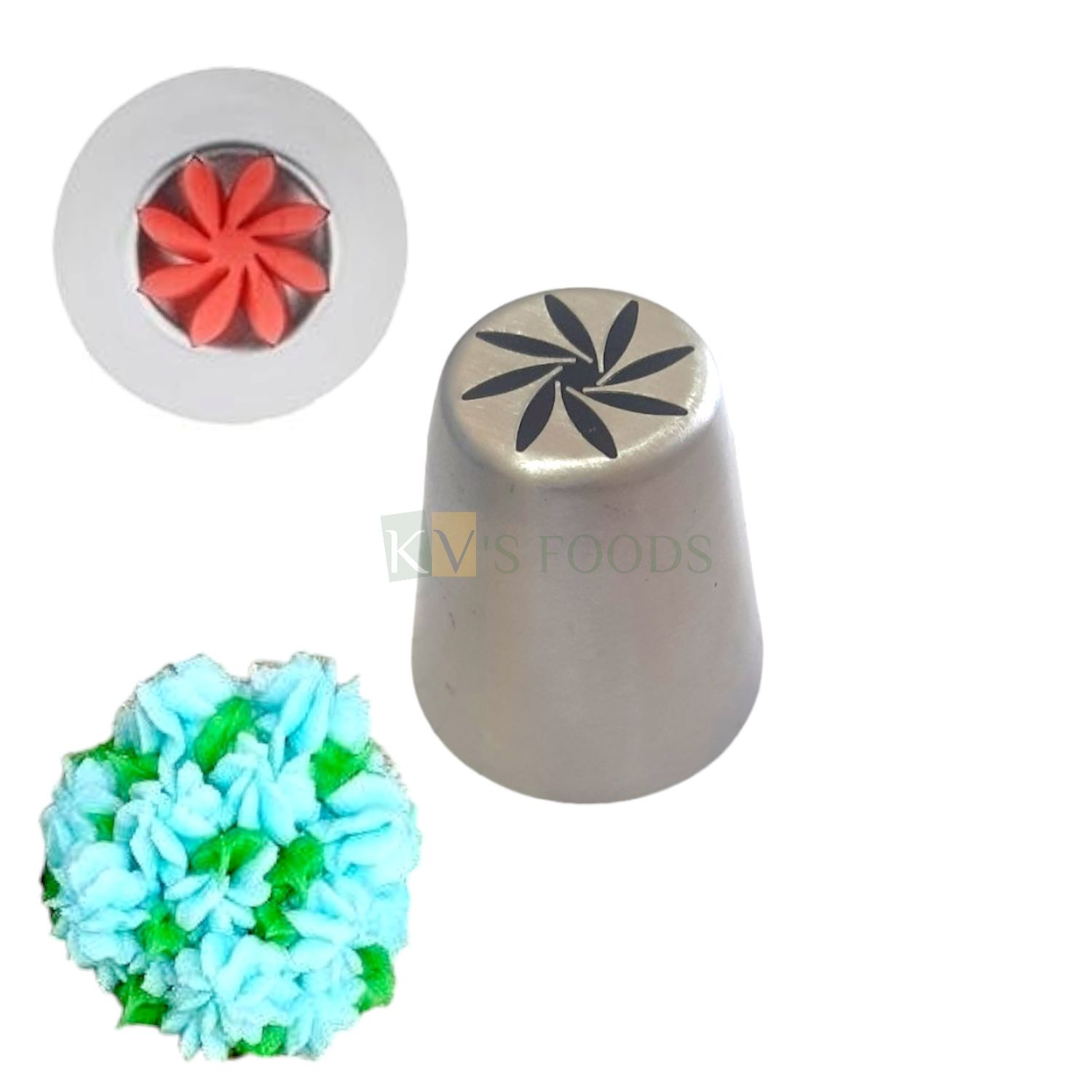 1 PC Stainless Steel Big Russian 8 Petals Daisy Flower Shape Icing Piping Cake Nozzle, Tip for Frosting Whipping, Butter Cream, Pastry, Cupcake Muffins, Desserts, DIY Birthday Wedding Cake Decorations