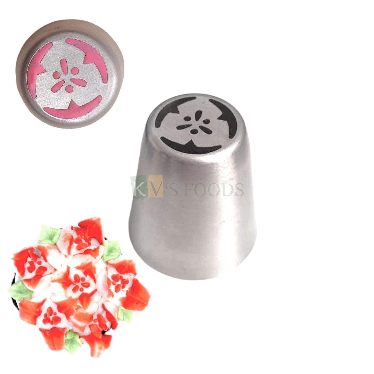 1 PC Stainless Steel Big Russian 3 Petals Dragon Lily, Rose Bud Flower Centre Stamen Icing Piping Cake Nozzle, Tip for Frosting Whipping, Butter Cream, Pastry Cupcake, DIY Birthday Cake Decorations