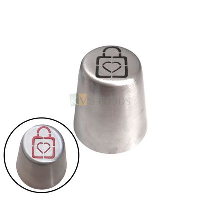 1 PC Stainless Steel Big Russian Heart Lock Shape Icing Piping Cake Nozzle, Tip for Frosting Whipping, Butter Cream, Pastry Cupcake, Desserts, Cookies, Muffins, DIY Birthday, Love Cake Decorations