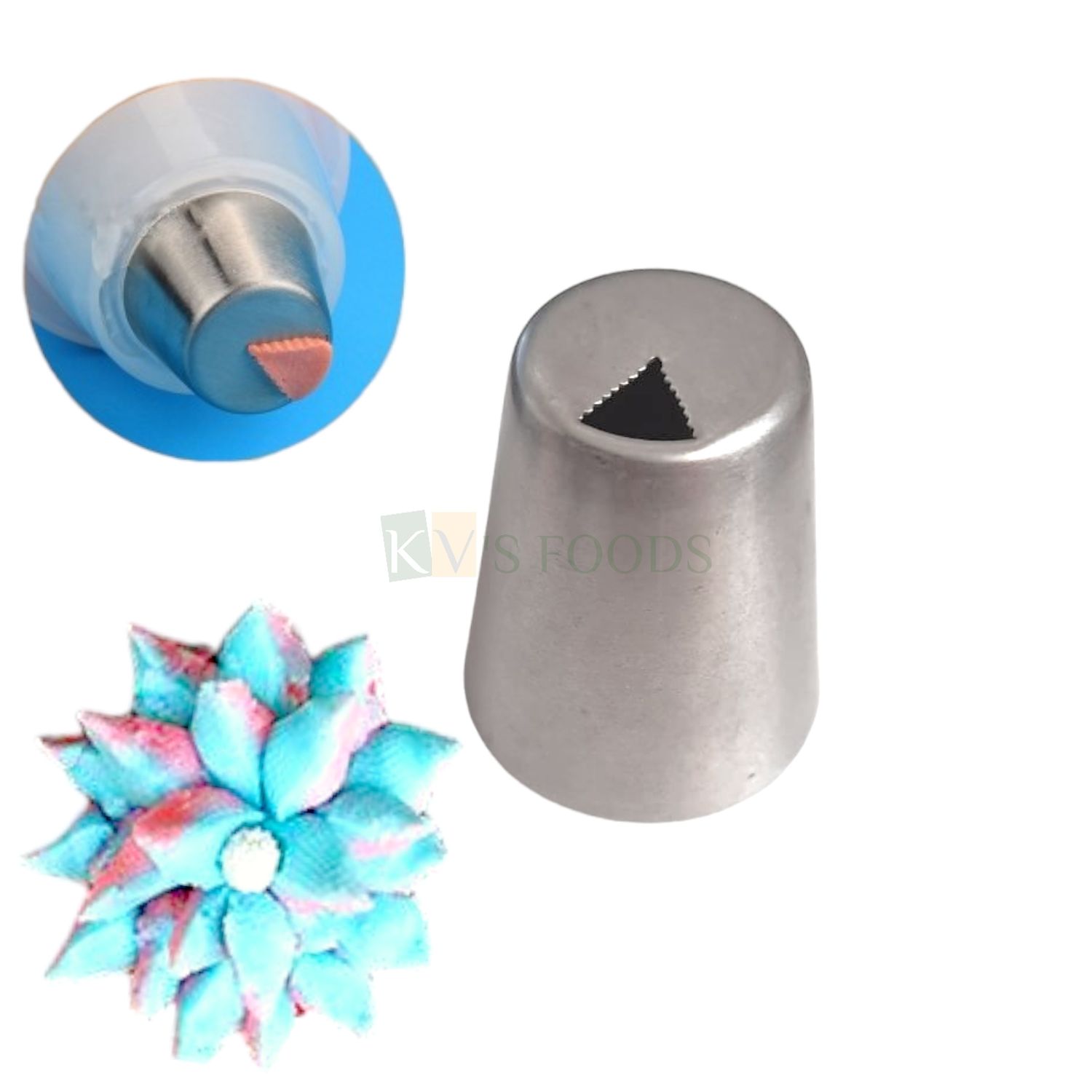 1 PC Stainless Steel Big Russian Triangle Flower Petals Icing Piping Cake Nozzle, Tip for Frosting Whipping, Butter Cream, Pastry Cupcake, Desserts, Pastry, Muffin DIY Birthday Wedding Cake Decoration