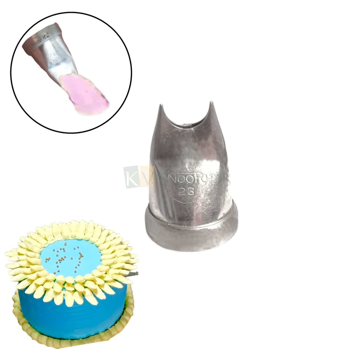 1 PC Stainless Steel Curved Sunflower Dahlia Lilac Flower Petals Icing Piping Cake Nozzle No. Noor 23, Tip for Frosting Whipping, Butter Cream, Pastry Cupcake DIY Birthday Wedding Cake Decoration Tool