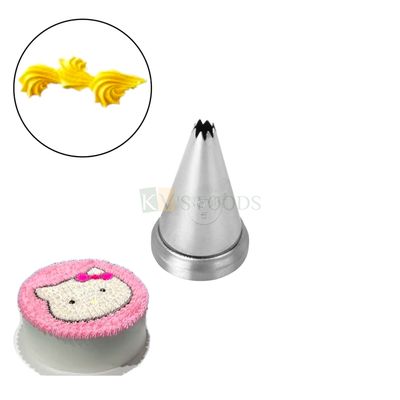 1 PC Stainless Steel Rope Open Star Icing Piping Cake Nozzle Noor No. 5, Flowers Birthday Wedding Cake Decoration 8 Teeth Tip, Frosting Whipping, Butter Cream, Pastry, Cupcake DIY Cake Decorating Tool