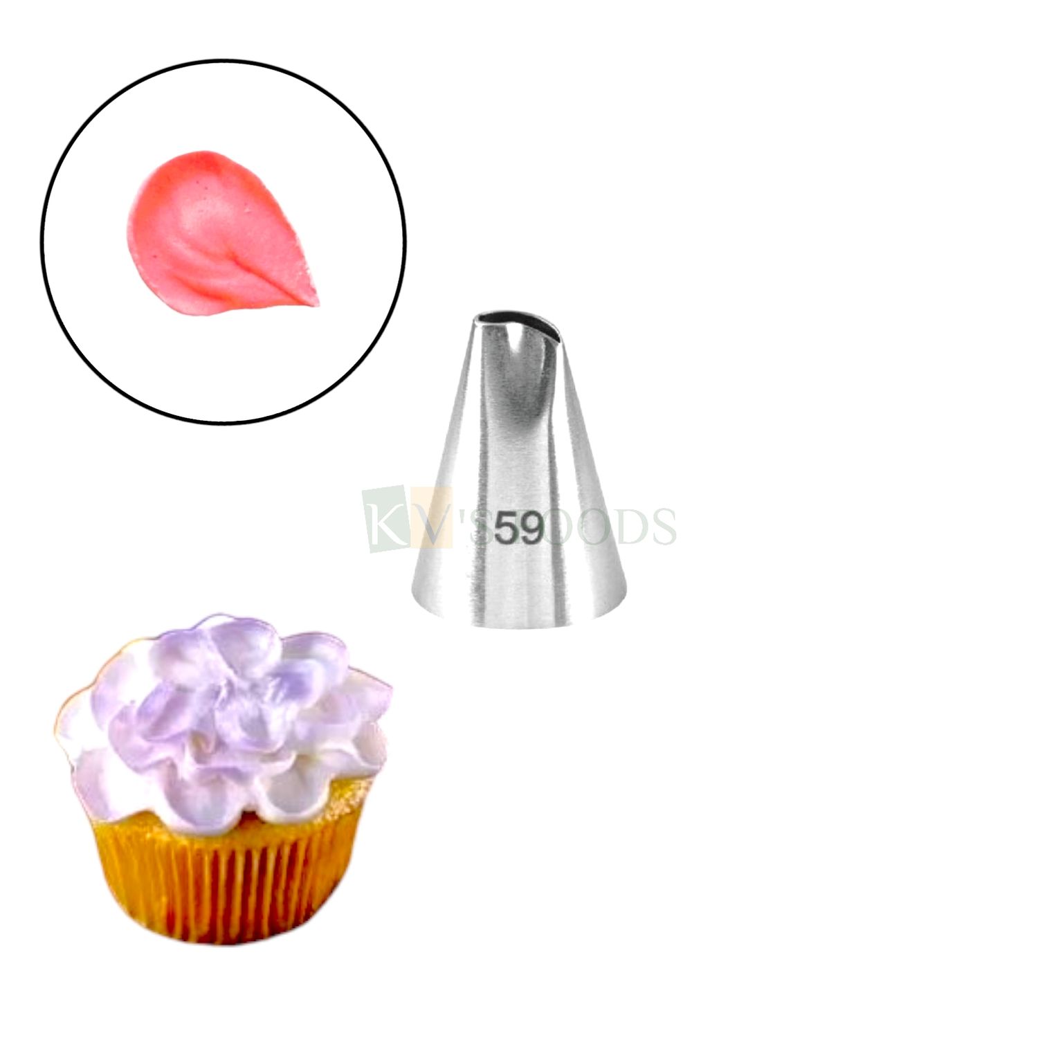1 PC Stainless Steel Small Rose Bud, Sunflower Petals Icing Piping Cake Nozzle No. 59, Birthday Wedding Cake Decoration Tip for Frosting Whipping, Butter Cream, Pastry, Desserts, Frill Lace Nozzle
