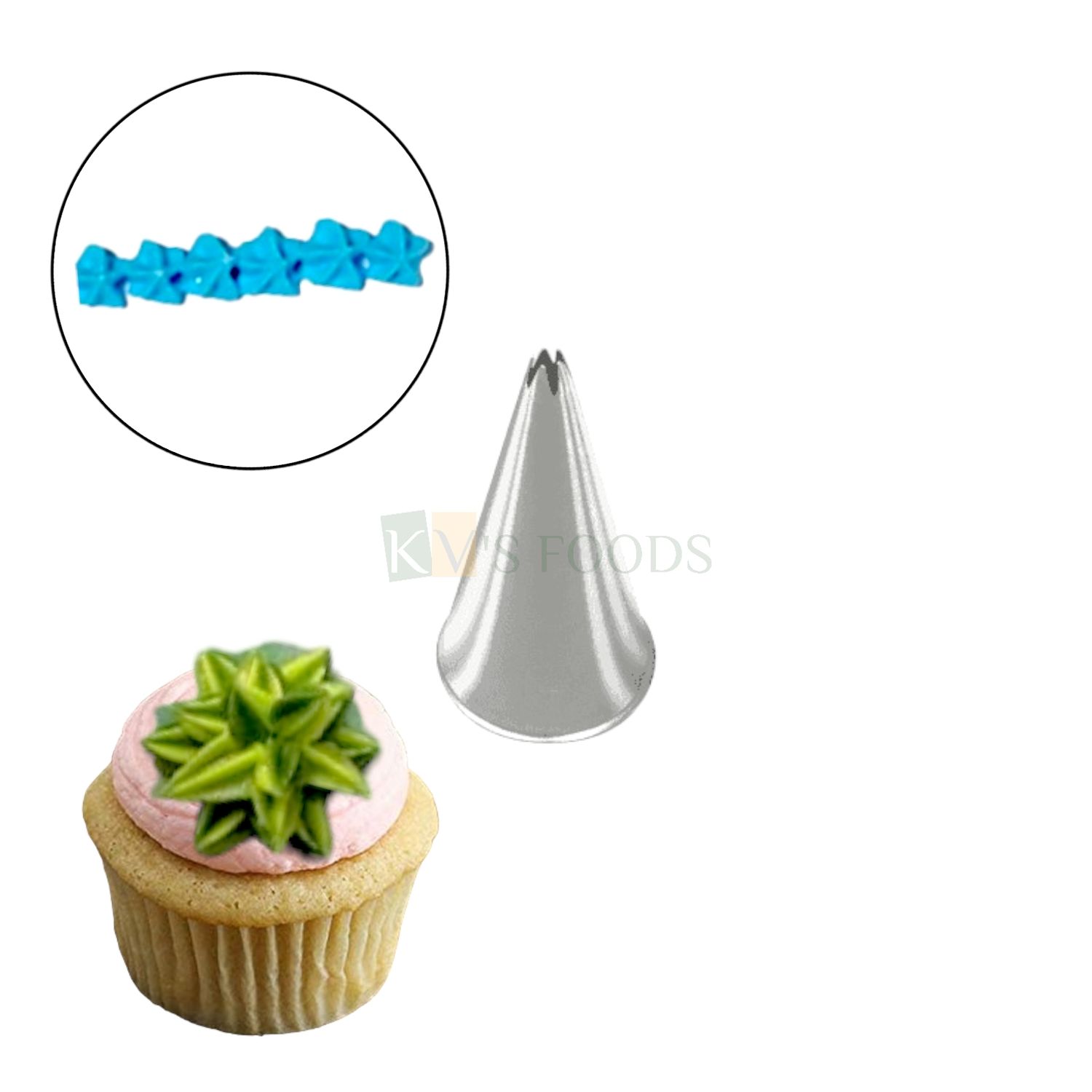 1 PC Stainless Steel Small Rope Open Star Icing Piping Cake Nozzle, Flowers Birthday Wedding Cake Decoration 5 Teeth Tip, Frosting Whipping, Butter Cream, Pastry, Cupcake DIY Cake Decorating Tool