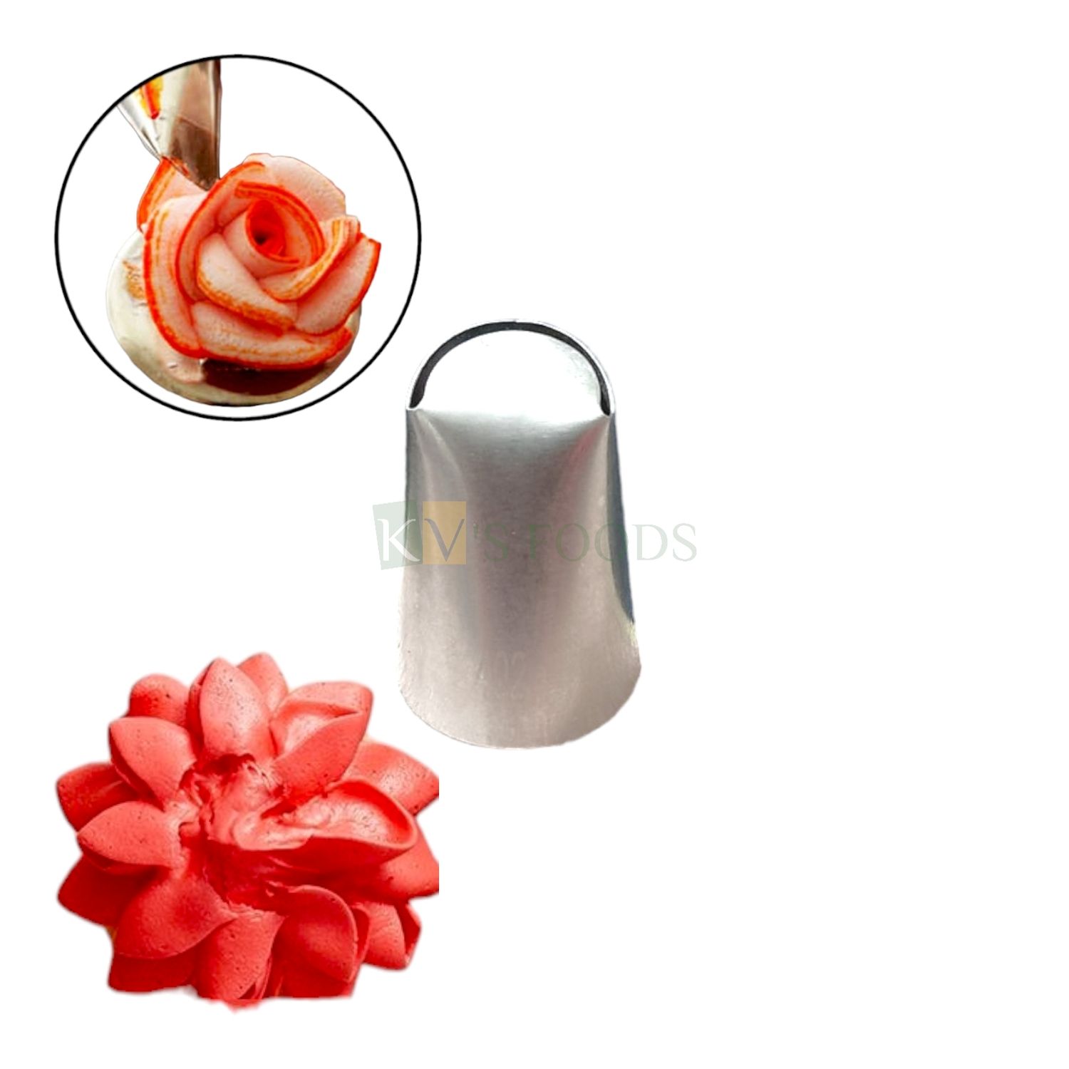1 PC Stainless Steel Big Rose Sunflower Petal Icing Piping Cake Nozzle No. 402, 8 Different Designs Wedding Cake Decoration Tip for Frosting Whipping, Butter Cream, Pastry Large Ruffle Frill Nozzle