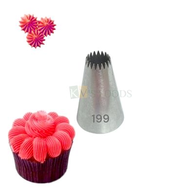 1 PC Stainless Steel Open Star Icing Piping Cake Nozzle No 199, Flowers Birthday Wedding Cake Decoration Multiple  Teeth Tip, Frosting, Whipping, Butter Cream, Pastry, Desserts, Cupcake, Kitchen Tools