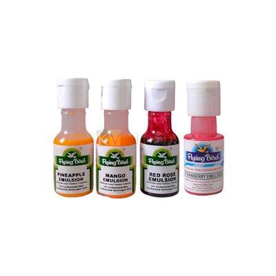 20 ML Flying Bird Mango, Pineapple, Red Rose, Strawberry Flavoured Emulsion, For Cakes, Ice-creams, Dessert, Milkshake, Cookies, Sherbert, Icegola, Cookies, Syrups,  Pastry DIY Cake Decorations