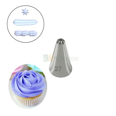 1 PC Stainless Steel Closed Small Star Icing Piping Cake Nozzle No 27, Flowers Birthday Wedding Cake Decoration 7 Teeth Tip, Frosting, Whipping, Butter Cream, Pastry, Desserts, Cupcake, Kitchen Tools