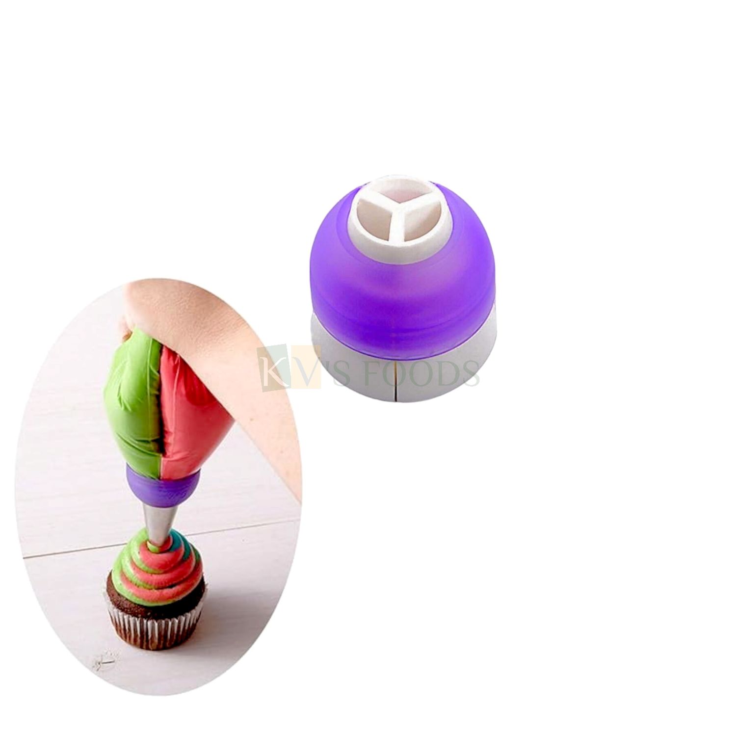 1 PC Tri Colour Cream Coupler Nozzle, Nozzle Cap for Icing Piping Bags, Used to Hold Different Russian Nozzles, Polytree  Cake Tip, DIY Cake Decorating Converter Kitchen Accessories Tools