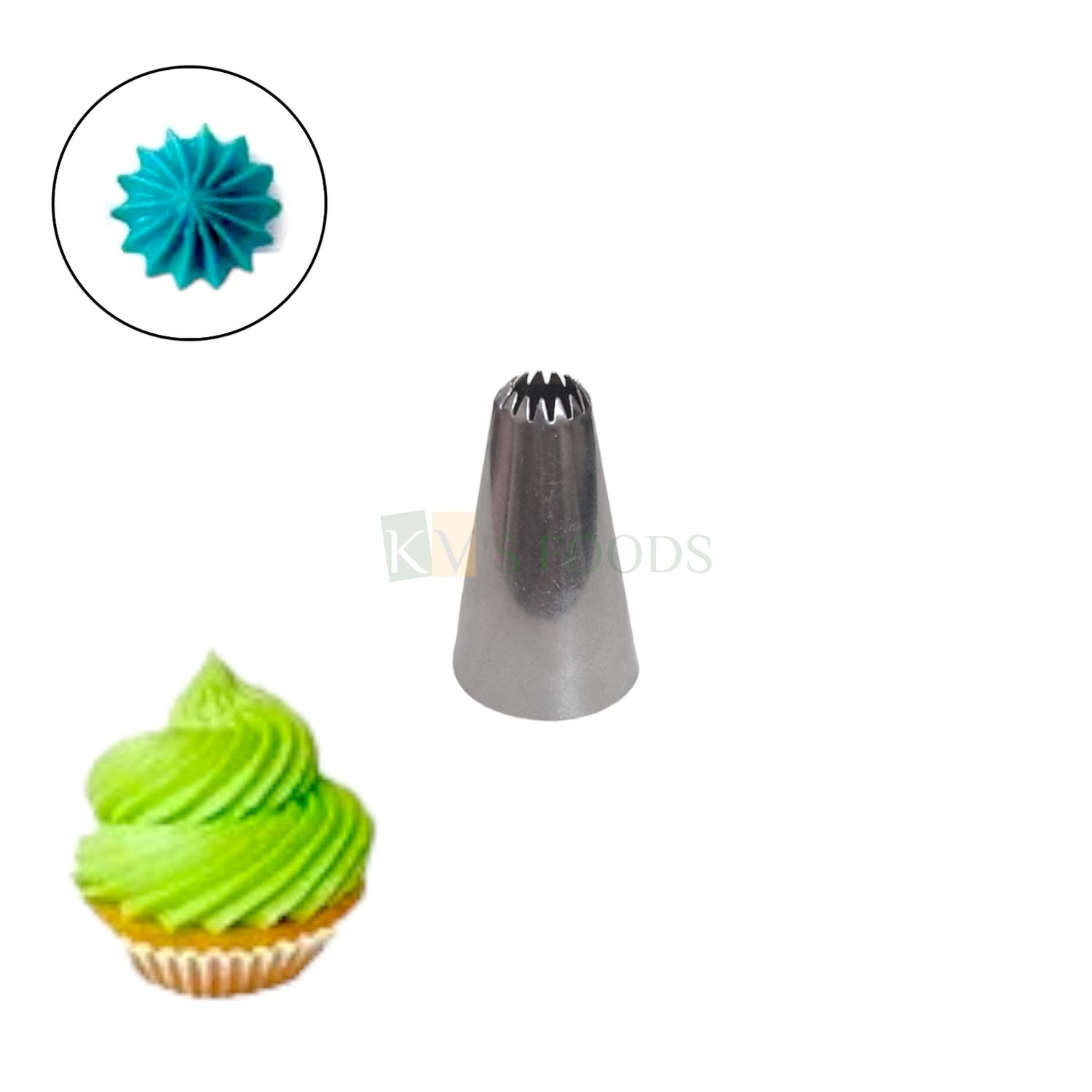 1 PC Stainless Steel Closed Star Icing Piping Cake Nozzle, Flowers Birthday Wedding Cake Decoration Small 15 Teeth Tip, Frosting Whipping, Butter Cream, Pastry, Muffin Cupcake DIY Cake Decorating Tool