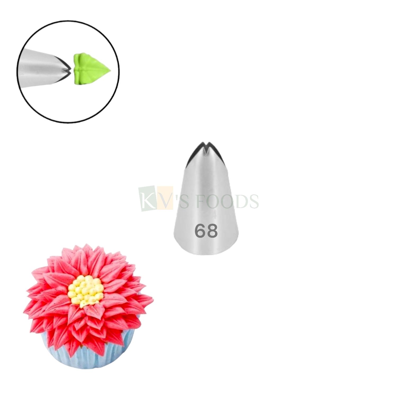 1 PC Stainless Steel Small Leaf Shape Tip Icing Piping Cake Nozzle No. 68, Garden Theme, Birthday Theme, For Frosting, Whipping, Butter Cream, Pastry, Muffin, Cupcakes Leaves Decoration Kitchen Tool