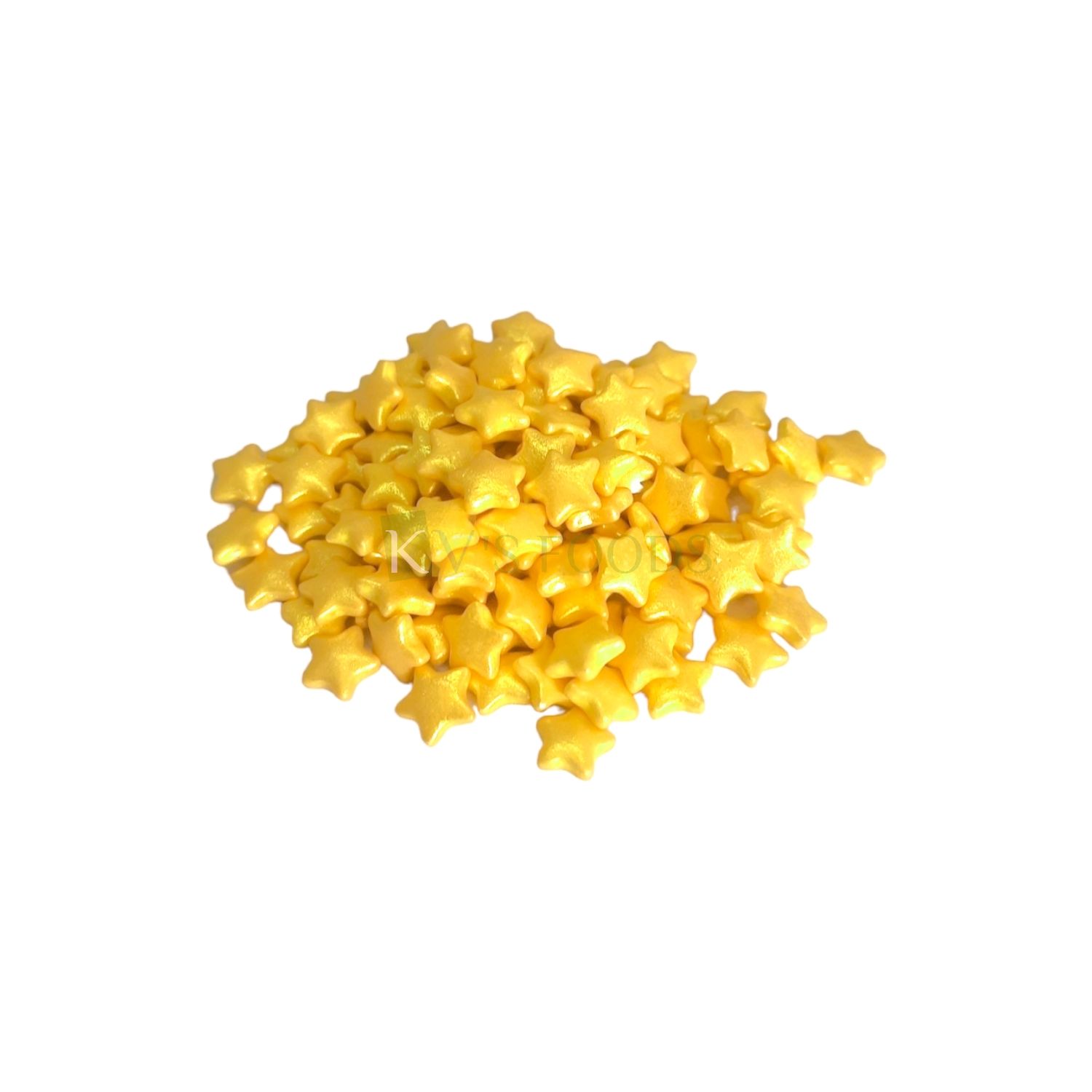 Metallic Shiny Yellow Colour Big Size Star Shaped Edible Sprinkles Confetti, Decorative Toppings for Birthday Doughnuts, Ice-Creams Cupcakes Desserts Pastry DIY Wedding Cake Decorations