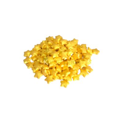 Metallic Shiny Yellow Colour Big Size Star Shaped Edible Sprinkles Confetti, Decorative Toppings for Birthday Doughnuts, Ice-Creams Cupcakes Desserts Pastry DIY Wedding Cake Decorations