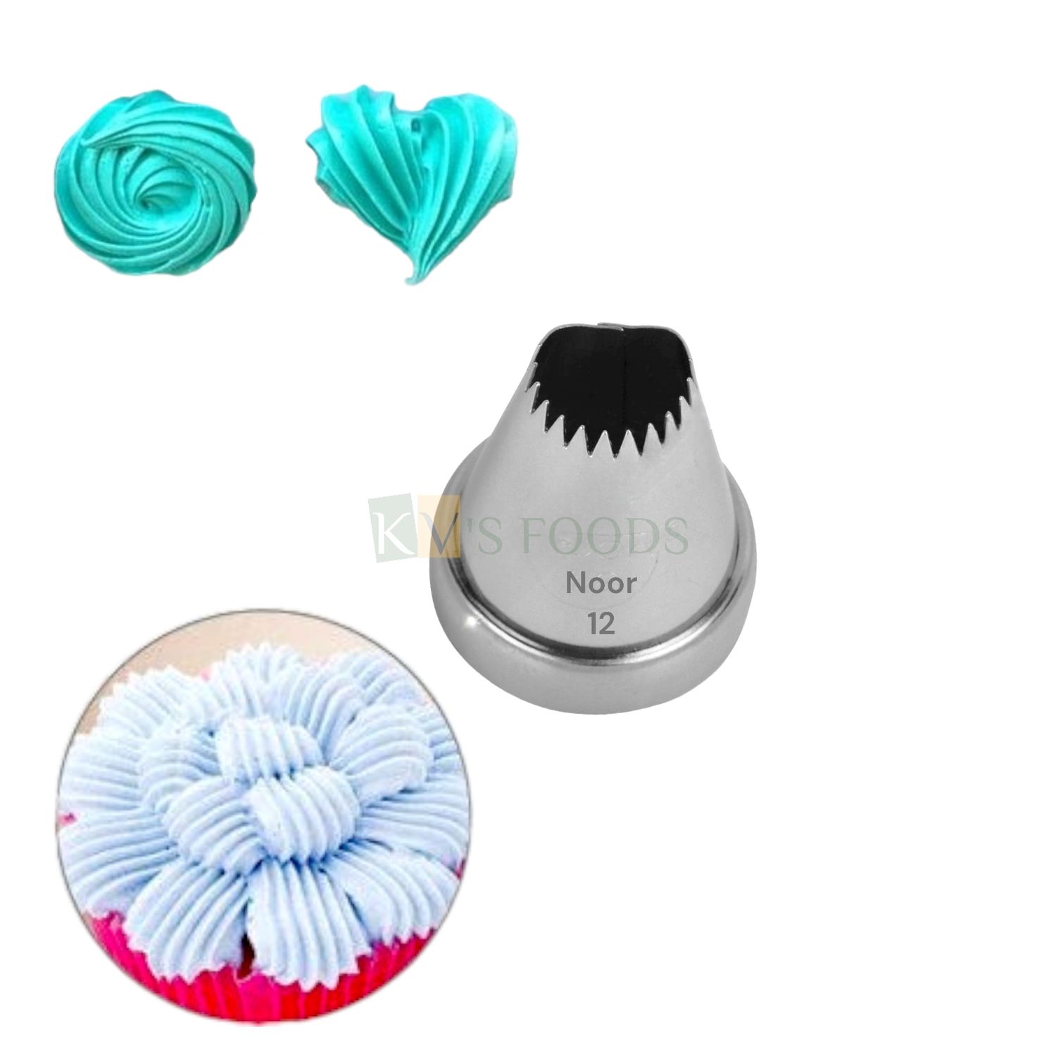 1 PC Stainless Steel Open Star 11 Teeth Icing Piping Cake Nozzle Noor No. 12, Flower Design Birthday Wedding Cake Decoration, Frosting Whipping, Butter Cream, Pastry, Cupcake DIY Cake Decorating Tools