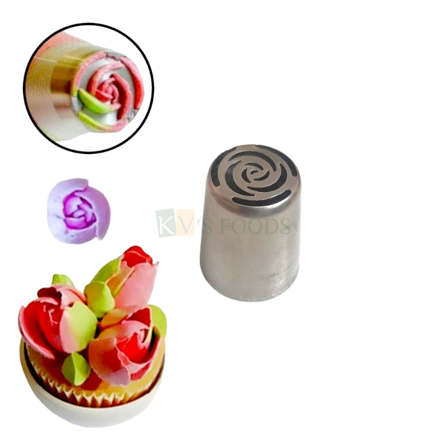 1 PC Stainless Steel Ten, 10 Petals Tulip, Rose Flower Shape Icing Piping Cake Nozzle, Tip for Frosting Whipping, Butter Cream, Pastry Cupcake Doughnuts, DIY Birthday Wedding Cake Decoration Tools
