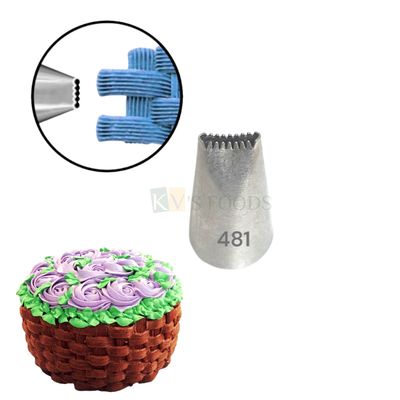1 PC Stainless Steel Basket Weave Icing Piping Cake Nozzle No. 481, 14 Teeth Tip, Birthday Wedding Cakes Border Tip for Frosting Whipping, Butter Cream, Pastry Dessert Cupcake DIY Cake Decorating Tool