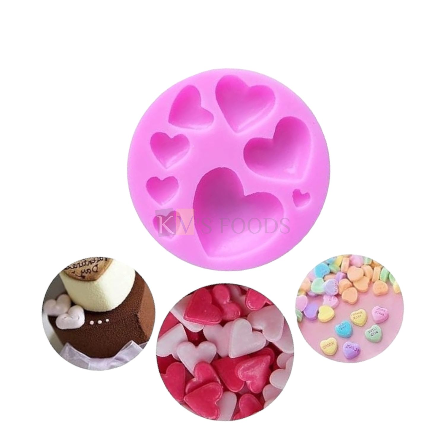 1PC Silicone 8-Cavity Different Sizes 3D Love Heart Shape Mould, Suitable for Fondant &amp; Gum Paste,  Baking Fondant Cake Tools, Chocolate Candy Cookies Pastry Soap Moulds DIY Birthday Cake Decorations
