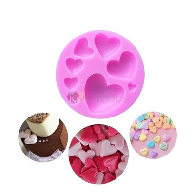 1PC Silicone 8-Cavity Different Sizes 3D Love Heart Shape Mould, Suitable for Fondant &amp; Gum Paste,  Baking Fondant Cake Tools, Chocolate Candy Cookies Pastry Soap Moulds DIY Birthday Cake Decorations