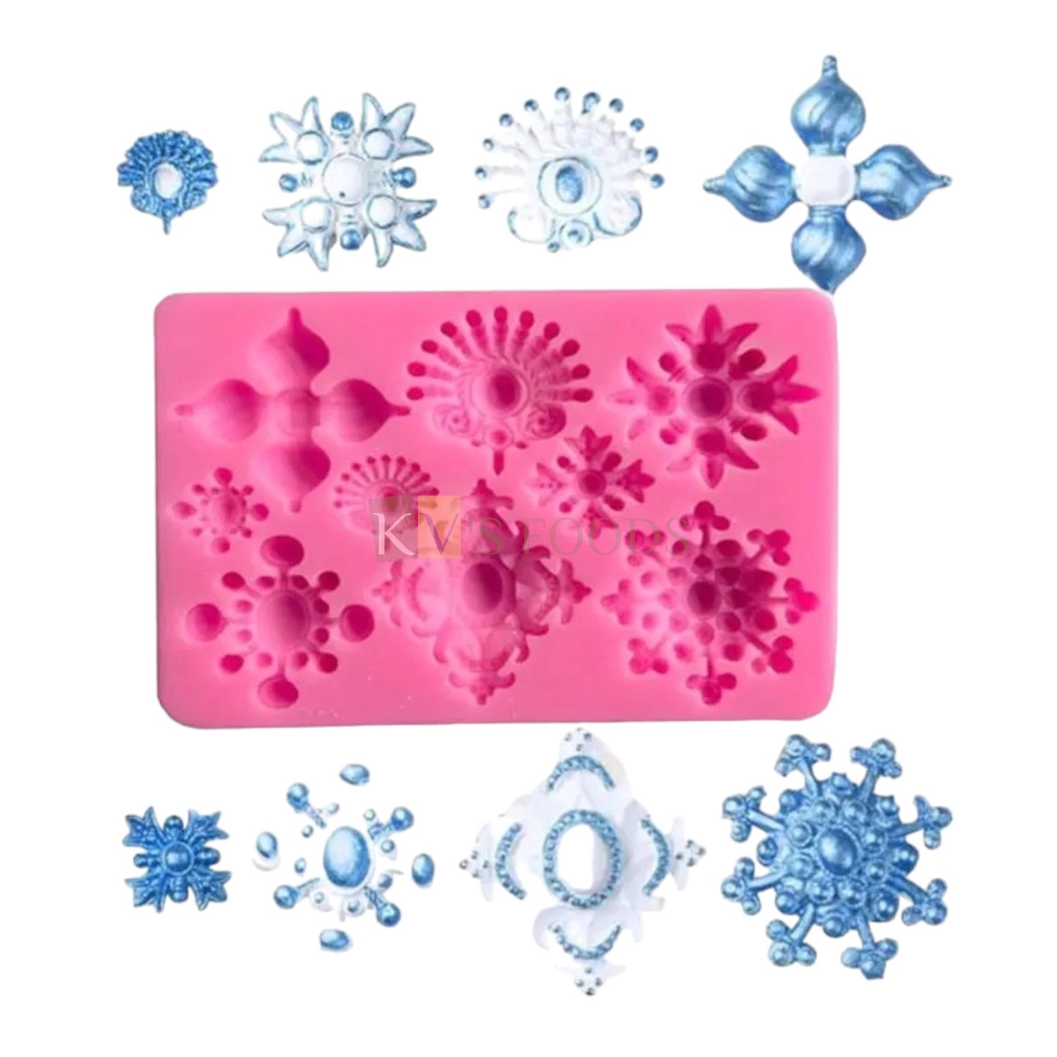 9-Cavity Baroque Style Pearl Brooch Shape Fondant Silicon Mould, Suitable for Fondant &amp; Gum Paste, Steampunk Style Parts Silicone Mold for Sugarcraft, DIY Birthday Wedding Anniversary Cake Decorations