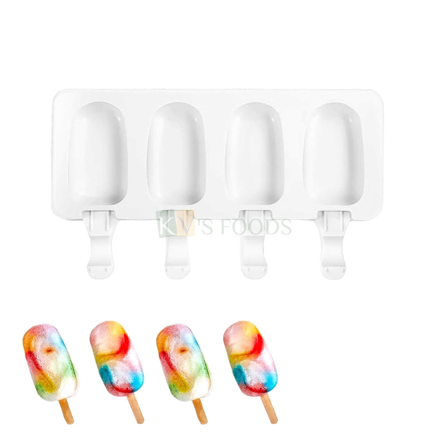 4 Cavity Flexible Small Cakesicle Mould, Popsicle, Ice Pop Silicon Mould, Chocolate, Ice Cream Bar, Candies, Kulfi, Cakes, Dessert Mold, Ice Cubes for Homes, Kitchen DIY Birthday Cake Decorations
