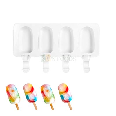 4 Cavity Flexible Small Cakesicle Mould, Popsicle, Ice Pop Silicon Mould, Chocolate, Ice Cream Bar, Candies, Kulfi, Cakes, Dessert Mold, Ice Cubes for Homes, Kitchen DIY Birthday Cake Decorations