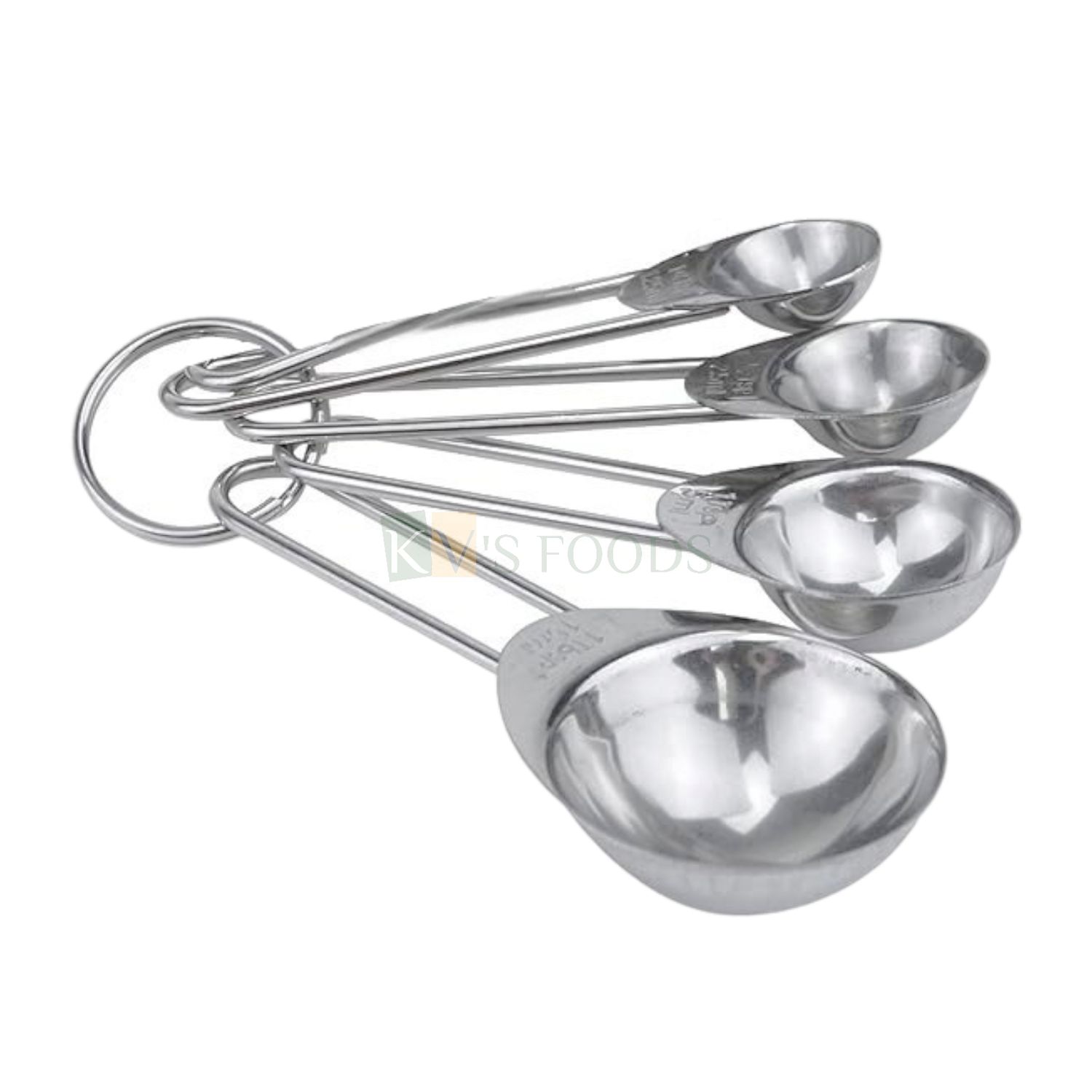 4 PCS Silver Stainless Steel Measuring Spoons with Handle Set, DIY Baking Weighting Tools With Clearly Engraved Marking, Combo Set for Dry or Liquid 1 Tbsp, 1 Tsp, 1/2 Tsp, 1/4 Tsp for Sugar, Coffee