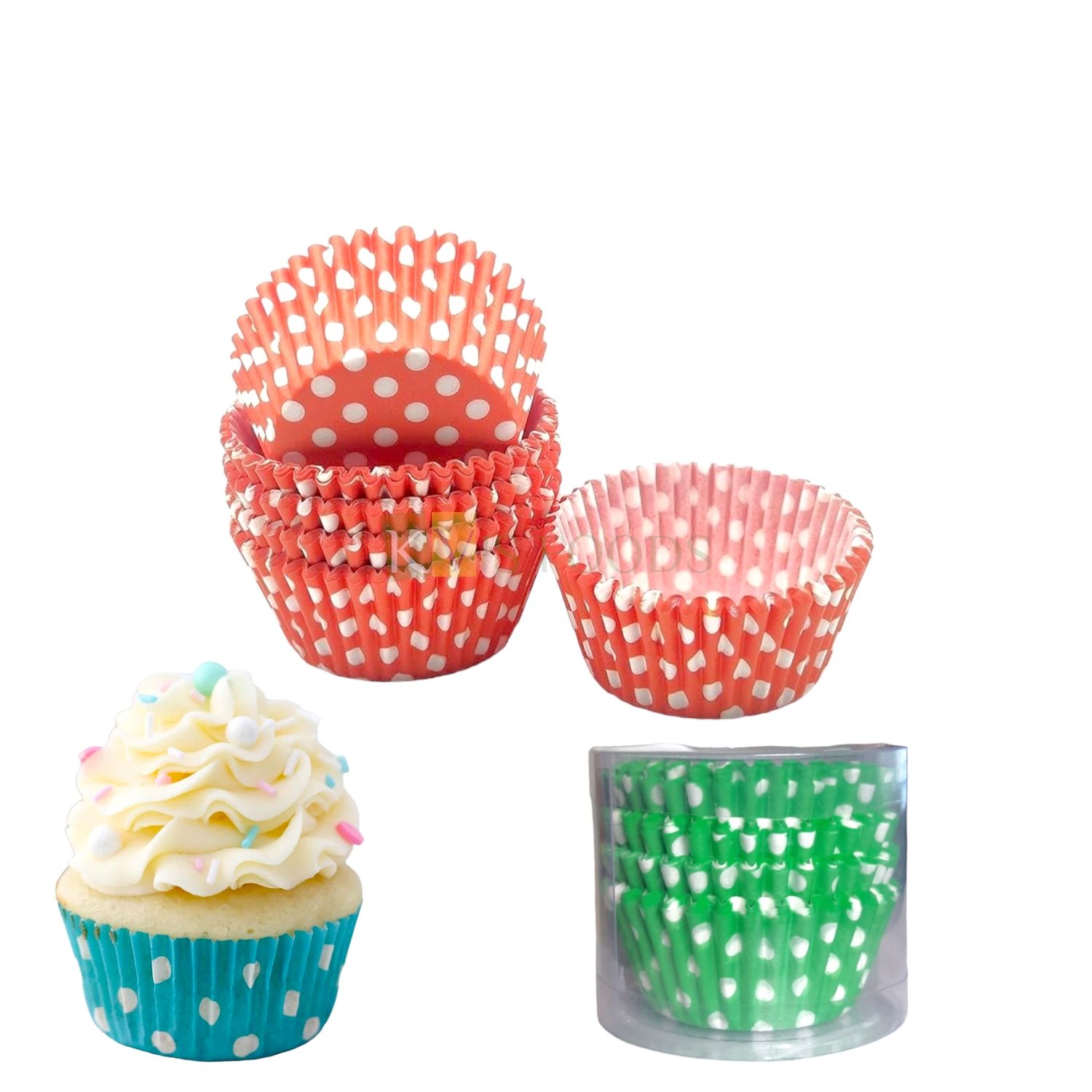 100 PCS Top Diameter 2 Inch Paper Medium Cupcake Liner Eco-friendly Circle, Random Design Colour, Non stick Mould, Bake and Serve Disposable Gift Tray Bakeable Bakeware Muffins Brownie Cases