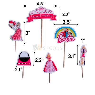 PC Barbie Doll Theme Cake Topper, Girl's, Princess Friends Bday