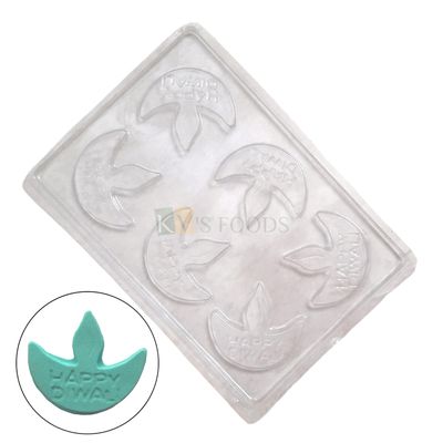 6 Cavity Happy Diwali Diya PVC Chocolate Mould, Size 9.6 x 6.7 Inch, Thickness 0.5 cm, Diwali Festival Diva Making Chocolate Mold, Garnishing, Gifts, DIY Food Decorations