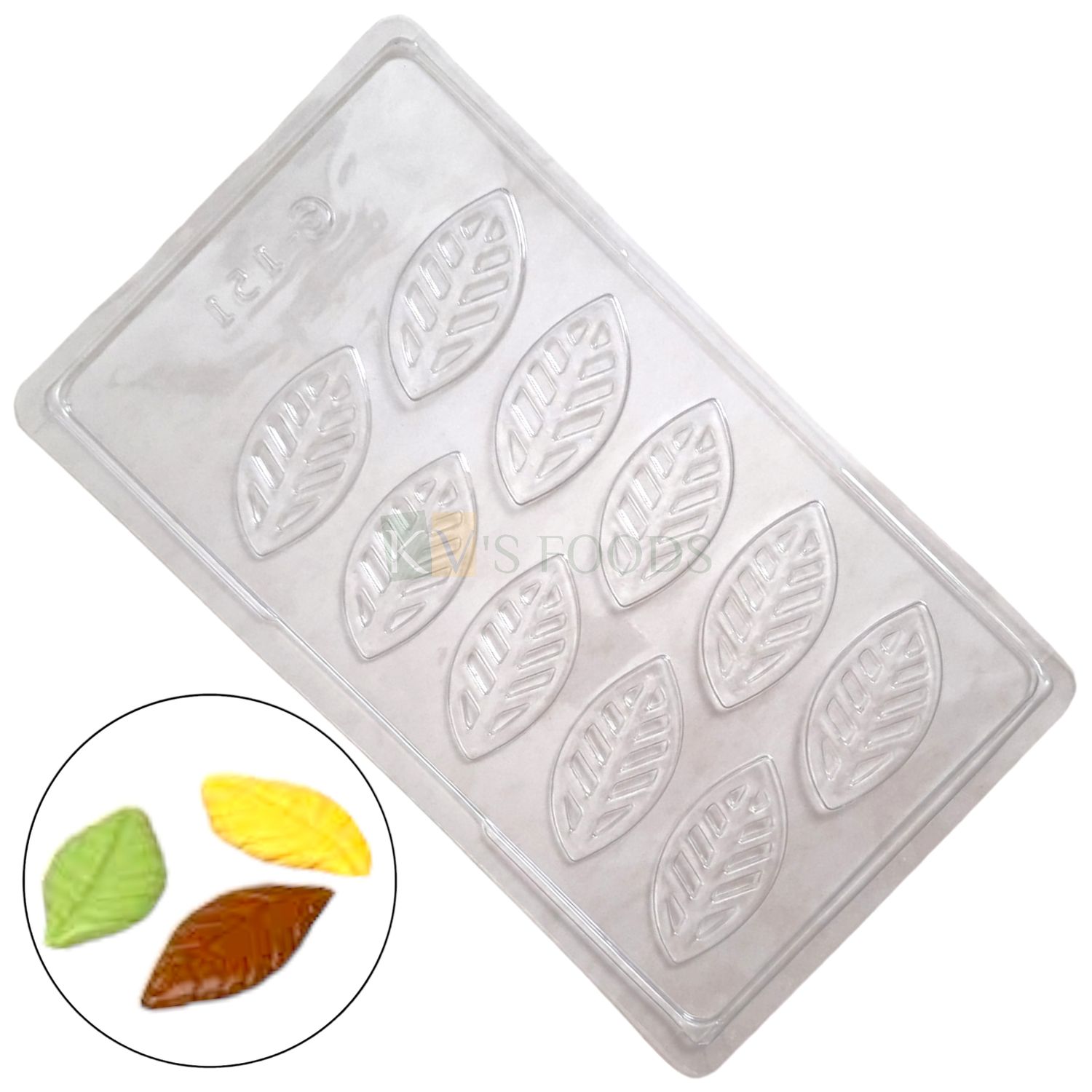 1 PC Size 11.5 x 6.6 Inches, Thickness 0.5 cm, Rectangle Leaf Garnishing Chocolate PVC Mould, 10 Cavity Chocolate Mold, Transparent Candy Molds Gummy Jelly DIY Garden Theme Cake Decorations