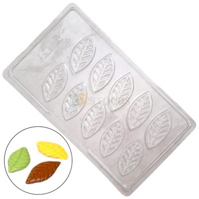 1 PC Size 11.5 x 6.6 Inches, Thickness 0.5 cm, Rectangle Leaf Garnishing Chocolate PVC Mould, 10 Cavity Chocolate Mold, Transparent Candy Molds Gummy Jelly DIY Garden Theme Cake Decorations