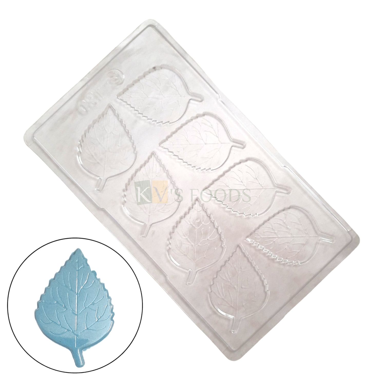 1 PC Size 11.5 x 6.5 Inches, Thickness 0.4 cm, Rectangle  Leaf Garnishing Chocolate PVC Mould Pattern 2, 8 Cavity Chocolate Mold, Transparent Candy Molds Gummy Jelly DIY Garden Theme Cake Decorations